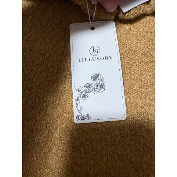 Lillusory Mock Neck Quarter Zip Sweater Camel Textured Knit Cozy Medium - Picture 7 of 11